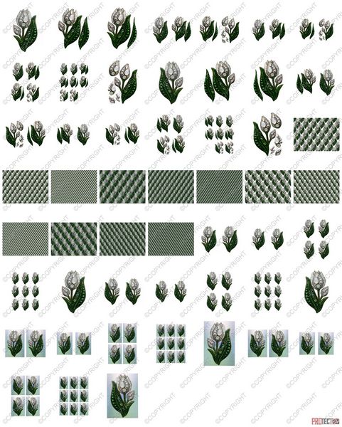 Bejewelled White Tulip Set 01 - 52 Pages to Download