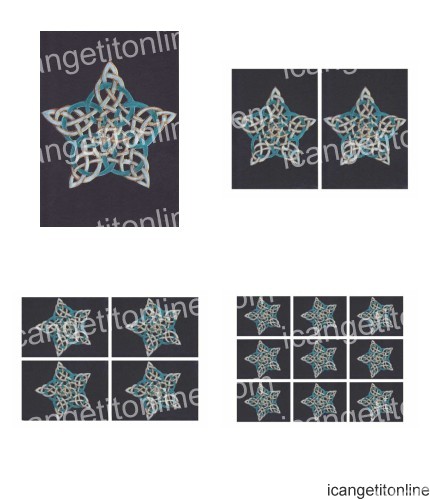 Faux Parchment Celtic Star <b>Black 4 Sizes - 4 x A4 Pages