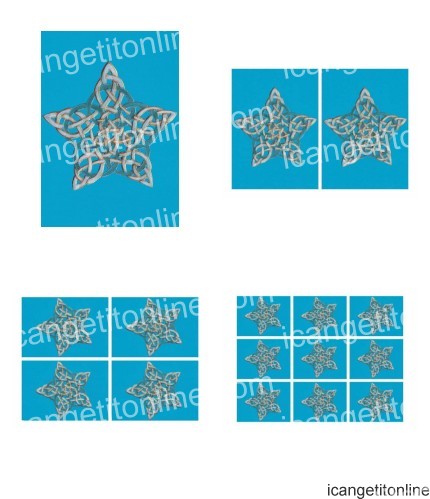 Faux Parchment Celtic Star <b>Blue 4 Sizes - 4 x A4 Pages