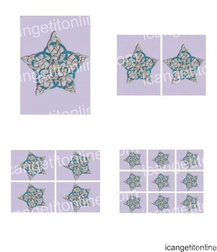 Faux Parchment Celtic Star <b>Light Purple 4 Sizes - 4 x A4 Pages