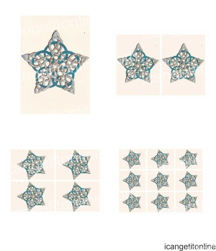 Faux Parchment Celtic Star <b>Pastel Pink 4 Sizes - 4 x A4 Pages