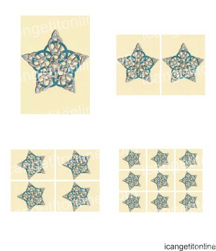 Faux Parchment Celtic Star <b>Peach 4 Sizes - 4 x A4 Pages