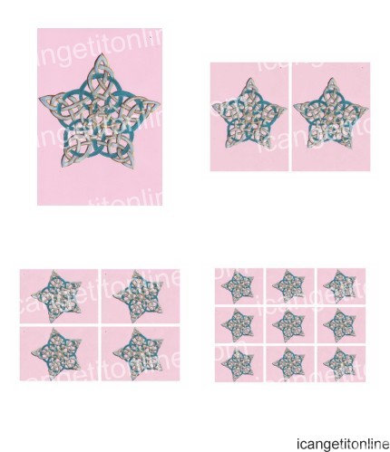 Faux Parchment Celtic Star <b>Pink 4 Sizes - 4 x A4 Pages