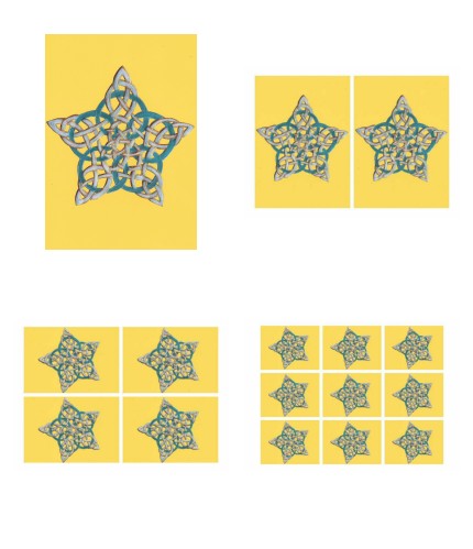 Faux Parchment Celtic Star <b>Yellow 4 Sizes - 4 x A4 Pages