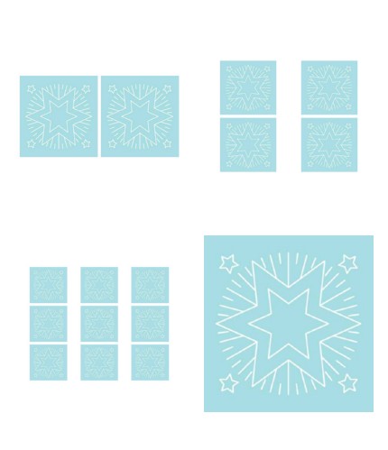 Digital White Work Christmas Star <b>Blue 4 Sizes - 4 x A4 Sheets Download