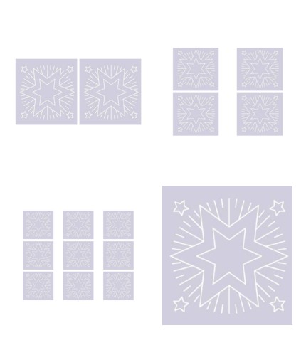 Digital White Work Christmas Star <b>Violet 4 Sizes - 4 x A4 Sheets Download