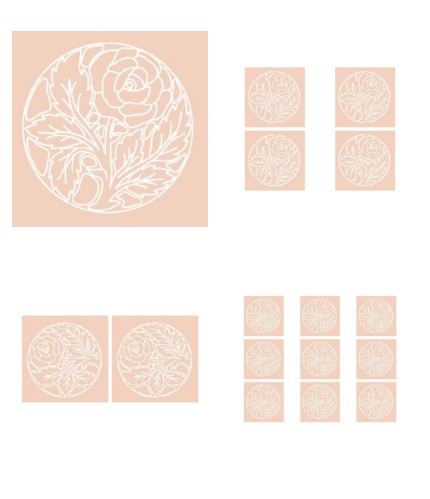 Digital White Work Circular Rose <b>Beige 4 Sizes - 4 x A4 Sheets Download