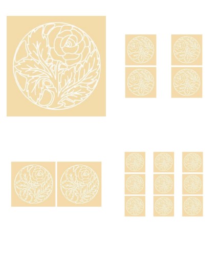 Digital White Work Circular Rose <b>Peach 4 Sizes - 4 x A4 Sheets Download