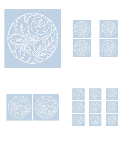 Digital White Work Circular Rose <b>Blue 4 Sizes - 4 x A4 Sheets Download