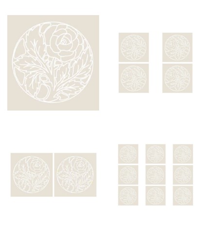 Digital White Work Circular Rose <b>Cool Grey 4 Sizes - 4 x A4 Sheets Download