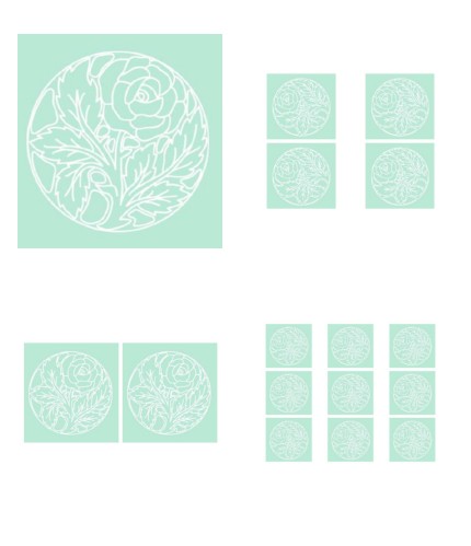 Digital White Work Circular Rose <b>Green 4 Sizes - 4 x A4 Sheets Download