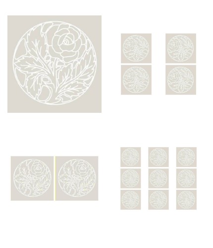 Digital White Work Circular Rose <b>Grey 4 Sizes - 4 x A4 Sheets Download