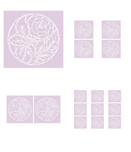 Digital White Work Circular Rose <b>Purple 4 Sizes - 4 x A4 Sheets Download