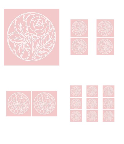 Digital White Work Circular Rose <b>Red 4 Sizes - 4 x A4 Sheets Download