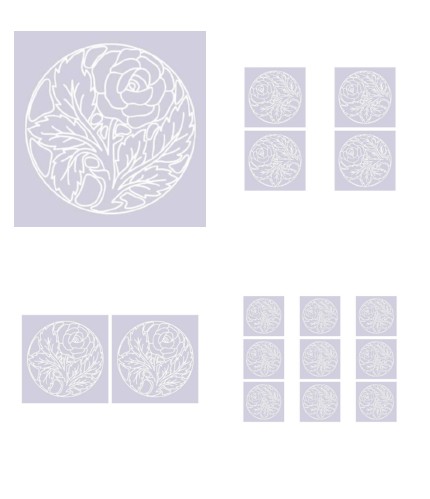 Digital White Work Circular Rose <b>Violet 4 Sizes - 4 x A4 Sheets Download