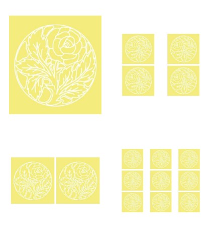 Digital White Work Circular Rose <b>Yellow 4 Sizes - 4 x A4 Sheets Download