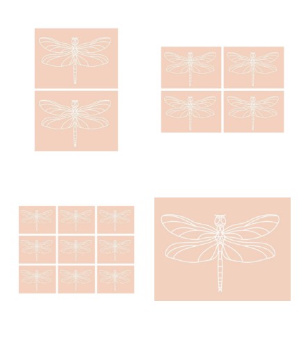 Digital White Work Dragonfly <b>Beige 4 Sizes - 4 x A4 Sheets Download