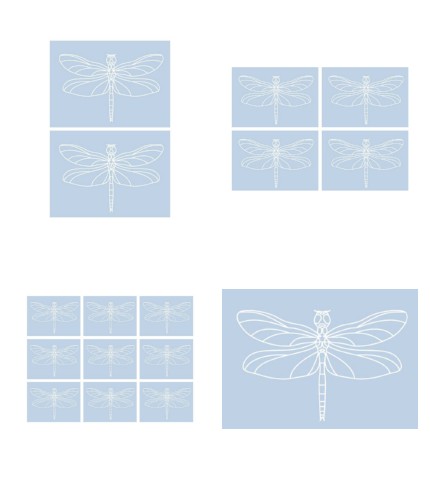 Digital White Work Dragonfly <b>Blue 4 Sizes - 4 x A4 Sheets Download