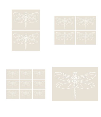 Digital White Work Dragonfly <b>Cool Grey 4 Sizes - 4 x A4 Sheets Download