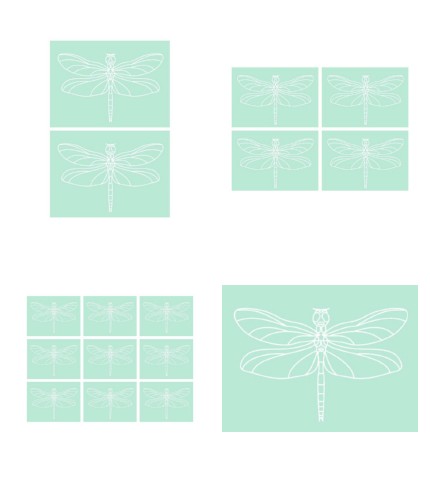 Digital White Work Dragonfly <b>Green 4 Sizes - 4 x A4 Sheets Download