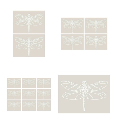 Digital White Work Dragonfly <b>Grey 4 Sizes - 4 x A4 Sheets Download