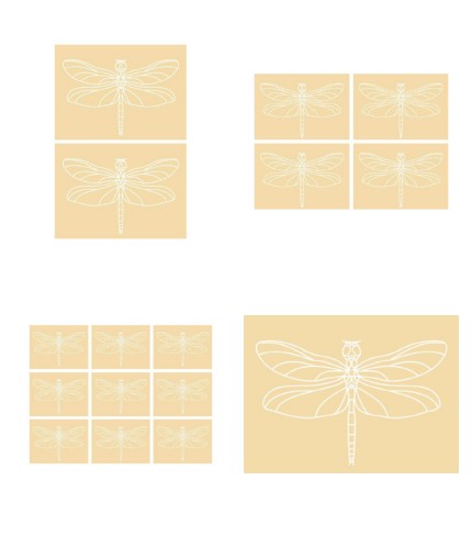 Digital White Work Dragonfly <b>Peach 4 Sizes - 4 x A4 Sheets Download