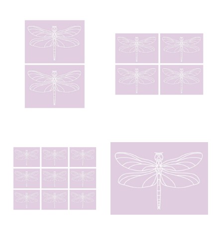 Digital White Work Dragonfly <b>Purple 4 Sizes - 4 x A4 Sheets Download