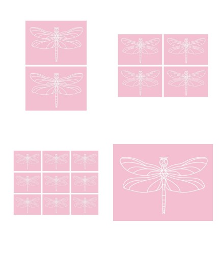 Digital White Work Dragonfly <b>Red 4 Sizes - 4 x A4 Sheets Download