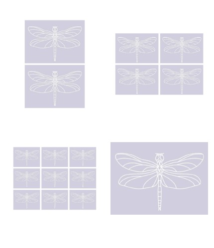 Digital White Work Dragonfly <b>Violet 4 Sizes - 4 x A4 Sheets Download