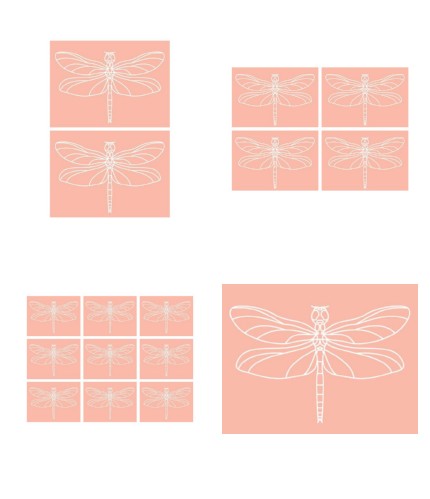 Digital White Work Dragonfly <b>Warm Red 4 Sizes - 4 x A4 Sheets Download