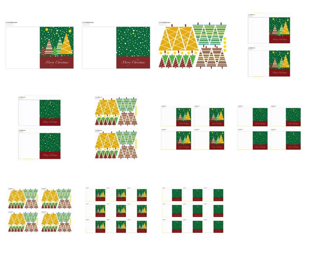 Festive Card Set - Christmas Trees 11 Pages to Download