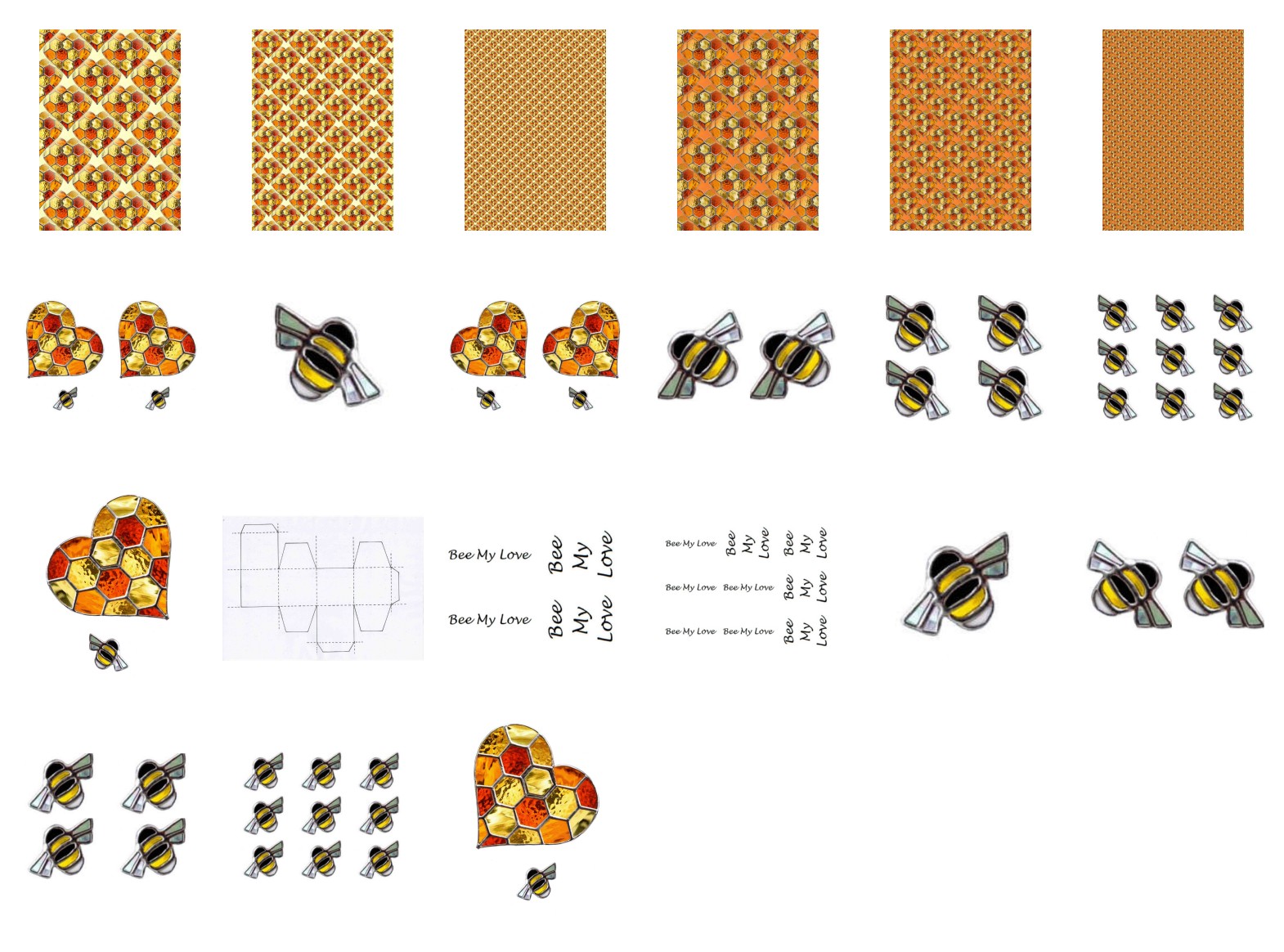 Honeycomb Heart and Bees Craft Download - 21 Pages to Download