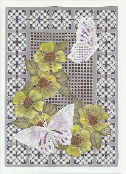 Faux Parchment Yellow Flowers and Frames - 4 Sets -16 x A4 Pages