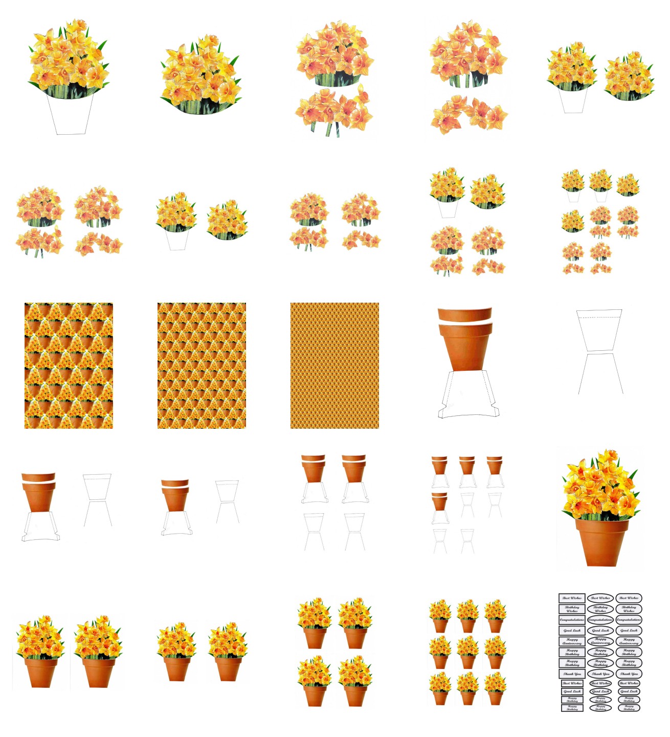 Spring Daffodil Set 01 Flowers - 25 Pages to Download