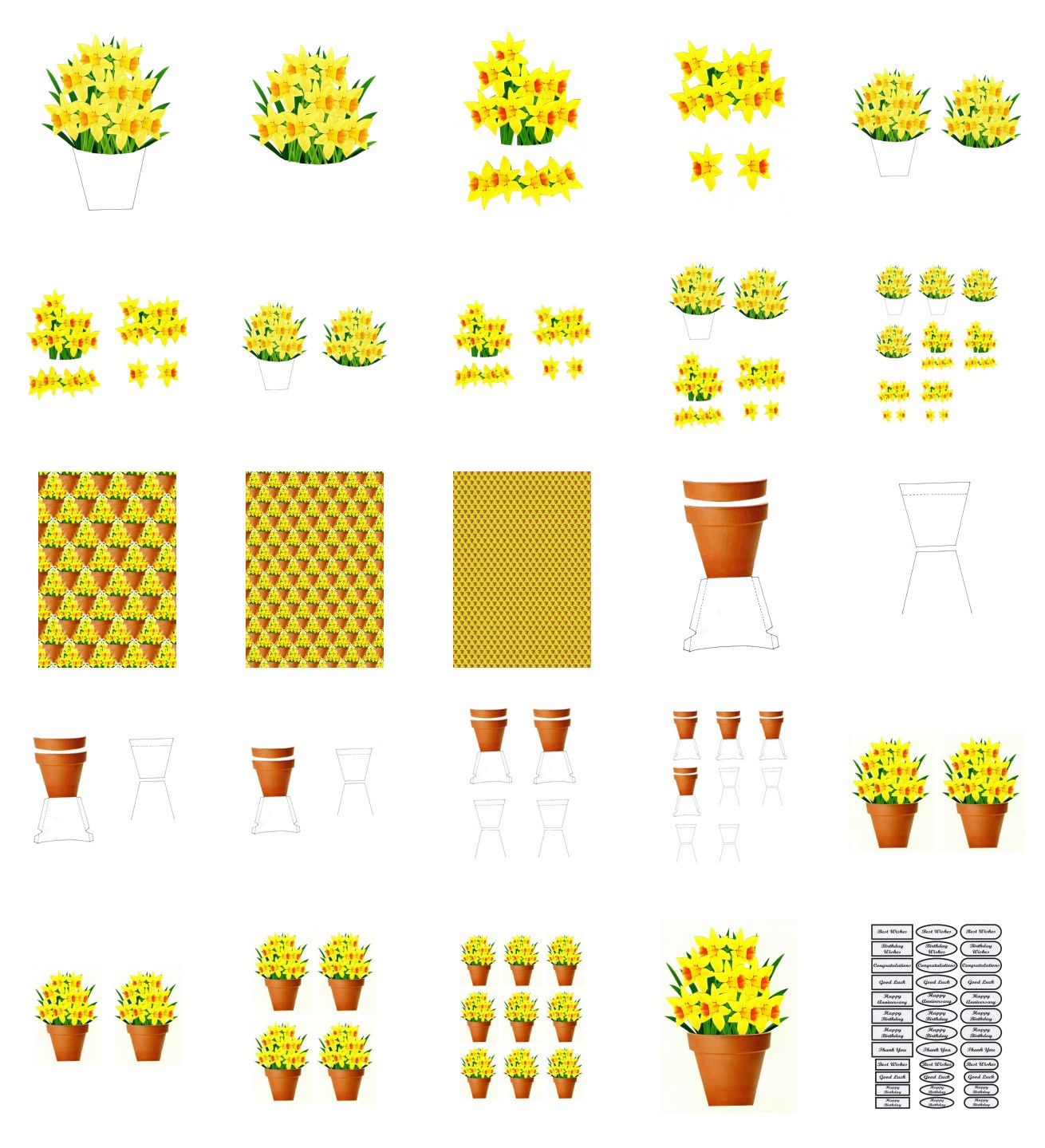 Spring Daffodil Set 02 Flowers - 25 Pages to Download