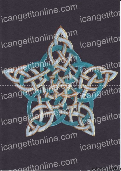 Faux Parchment Celtic Star <b>Black 4 Sizes - 4 x A4 Pages