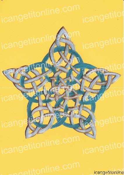 Faux Parchment Celtic Star <b>Yellow 4 Sizes - 4 x A4 Pages