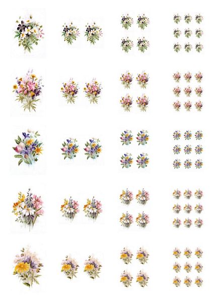 Beautiful Hand Painted Effect Bouquet Toppers Full Set - 20 Pages to Download