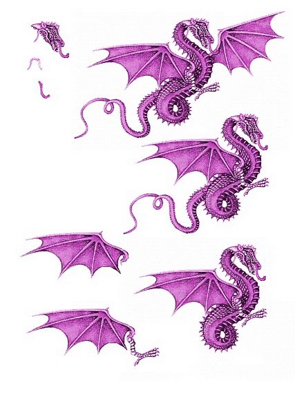 Canvas Effect Dragon Decoupage Sheet 09 - 1 x A4 Page to DOWNLOAD