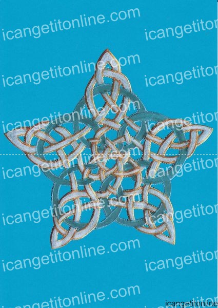 Faux Parchment Celtic Star <b>Blue 4 Sizes - 4 x A4 Pages