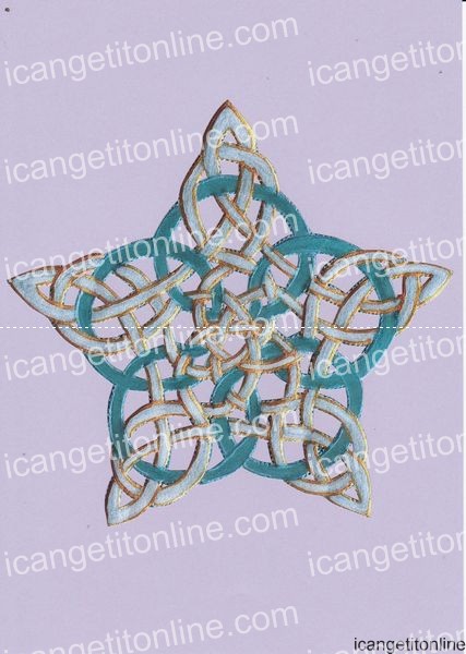 Faux Parchment Celtic Star <b>Light Purple 4 Sizes - 4 x A4 Pages