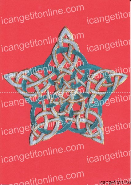 Faux Parchment Celtic Star <b>Orange 4 Sizes - 4 x A4 Pages