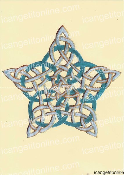 Faux Parchment Celtic Star <b>Peach 4 Sizes - 4 x A4 Pages