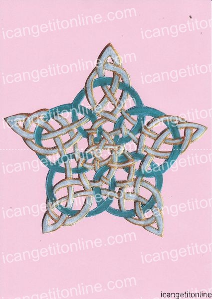 Faux Parchment Celtic Star <b>Pink 4 Sizes - 4 x A4 Pages