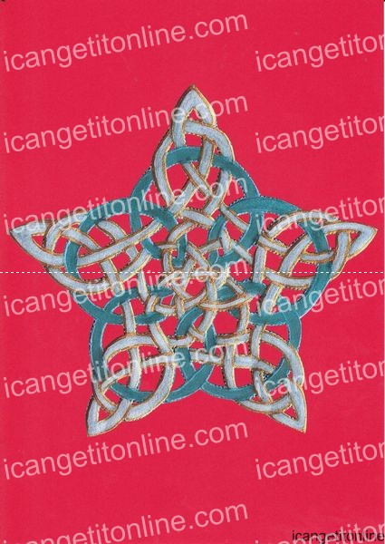 Faux Parchment Celtic Star <b>Red 4 Sizes - 4 x A4 Pages