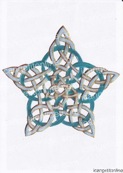 Faux Parchment Celtic Star <b>White 4 Sizes - 4 x A4 Pages