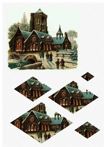 Christmas Church A5 Diamond Stackers - 1 x A4 Page to DOWNLOAD