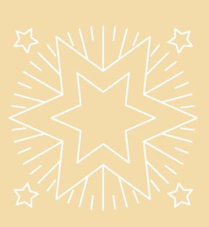 Digital White Work Christmas Star <b>Peach 4 Sizes - 4 x A4 Sheets Download