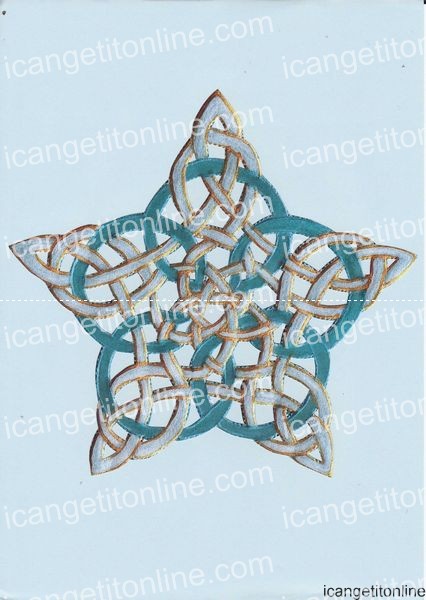 Faux Parchment Celtic Star <b>Pale Blue 4 Sizes - 4 x A4 Pages