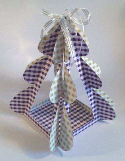 Gingham Folding Standing Christmas Tree <b>Purple</b> - 6 Sizes to Download